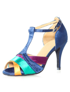 Danse multicolore sandales découper Satin talons pour femmes