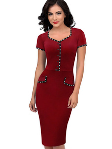 Robe Bodycon rouge Slim Fit coton robe
