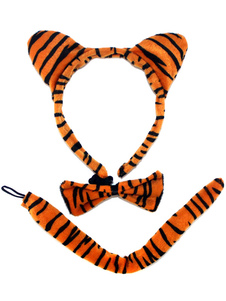 Light Tan Tiger Cosplay Hairband Bow Tie queue synthétique enfants Cosplay accessoires