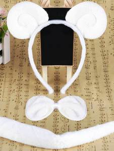 Mouton blanc Cosplay Hairband Bow Tie queue synthétique enfants Cosplay accessoires