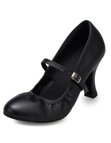 Danse noir pompes sangles PU talons pour femmes