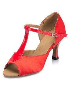 Danse rouge sandales Peep Toe Satin talons pour femmes