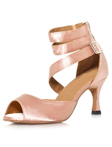 Danse rose sandales Peep Toe bretelles Satin talons pour femmes
