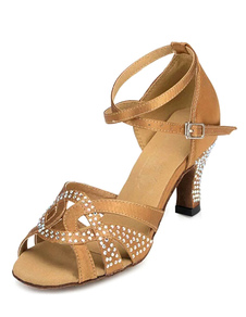 Sandales de danse jaune taillée Satin talons pour femmes