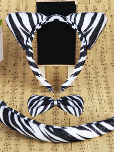 Zebra bicolore Cosplay Hairband Bow Tie queue synthétique enfants Cosplay accessoires