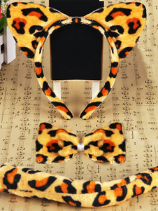 Léopard jaune Cosplay Hairband Bow Tie queue synthétique enfants Cosplay accessoires