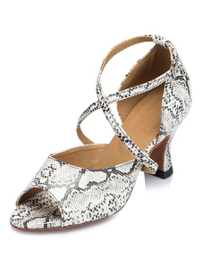 Croco Print danse sandales Peep Toe PU talons pour femmes