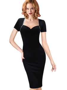 Robe Bodycon noire Slim Fit coton robe
