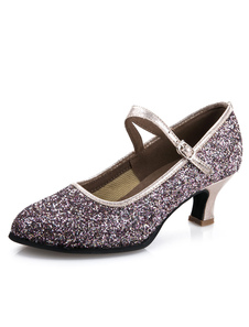 Danse argent pompes sangles Glitter talons pour femmes