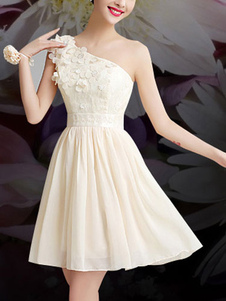 Robe de Flare Backless une seule épaule robe de soirée Champagne