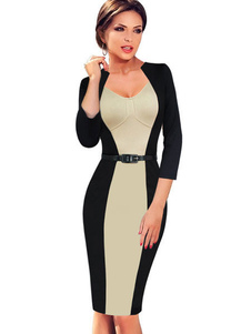 Écharpe bicolore robe Bodycon Slim Fit coton robe