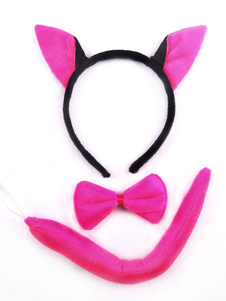 Renard rose Cosplay Hairband Bow Tie queue synthétique enfants Cosplay accessoires