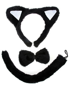 Chat noir Cosplay bandeau noeud papillon queue synthétique enfants Cosplay accessoires