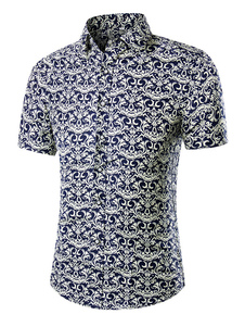 Imprimer chemise en coton multicolore chemise manches courtes pour hommes