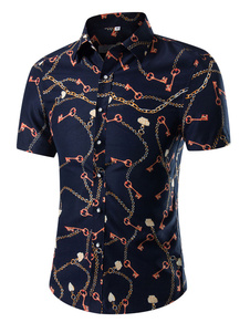 Chemise imprimé multicolore manches courtes coton Chic chemise pour homme