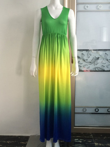 Robe d'été multicolore coton ombre robe Maxi