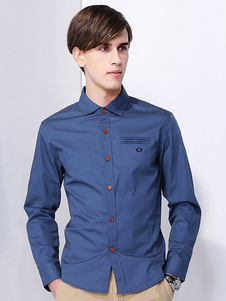 Chemise bleue coton Chemise Casual pour hommes
