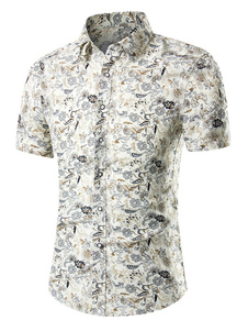 Chemise imprimé multicolore manches courtes coton Chic chemise pour homme