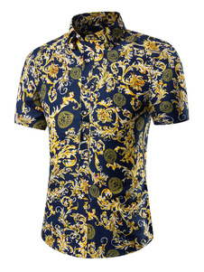 Chemise en coton Shirt impression multicolore manches courtes pour hommes