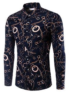 Imprimer chemise coton marine chemise Casual pour hommes