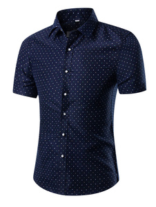 Marine impression chemise coton Chemise Casual pour hommes