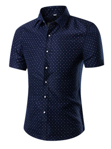 Marine impression chemise coton Chemise Casual pour hommes