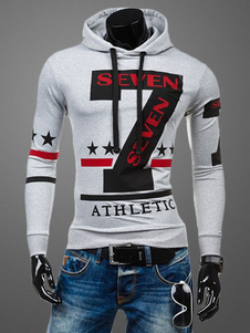 Numéros des lettres impriment Hoodie multicolore coton Slim Fit Hoodie pour les hommes