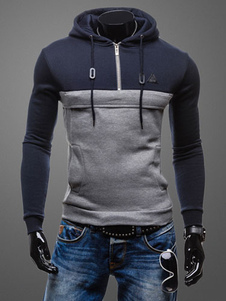 Lacez Hoodie Color Block coton Slim Fit Hoodie pour les hommes