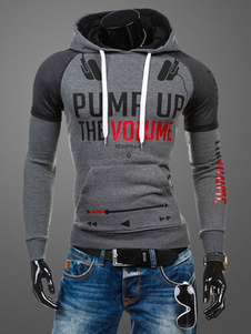 Lettres d'impression Hoodie multicolore coton Slim Fit Hoodie pour les hommes