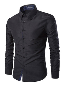 Chemise noire coton Chemise Casual pour hommes