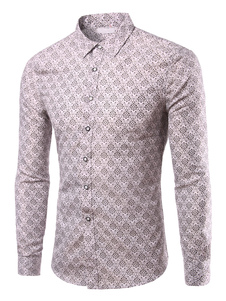 Imprimer chemise coton multicolore boutons Shirt pour hommes