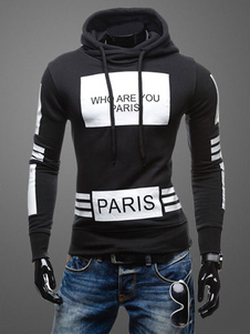 Bandes de lettres imprimer Hoodie multicolore coton Slim Fit Hoodie pour les hommes