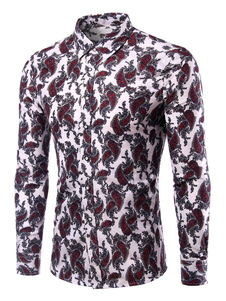 Imprimer chemise coton multicolore chemise Casual pour hommes