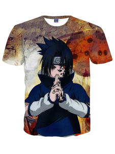 T-Shirt multicolore de Naruto personnage coton impression T-Shirt pour hommes