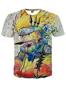 Multicolor Naruto T-Shirt Cartoon impression coton T-Shirt pour hommes