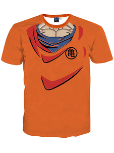 T-Shirt orange Chic Anime Print coton T-Shirt pour hommes
