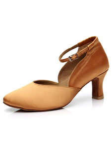 Danse brune légère pompes sangles Satin talons pour femmes