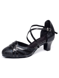 Sangles de danse latine sandales PU noir talons hauts pour femmes