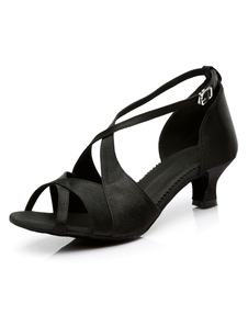 Danses latines noir sandales Satin talons pour femmes