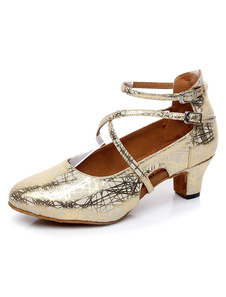 Danse latine pompes sangles impression or PU talons hauts pour femmes