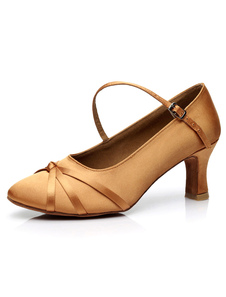 Danse brune légère pompes talons Satin pour femmes