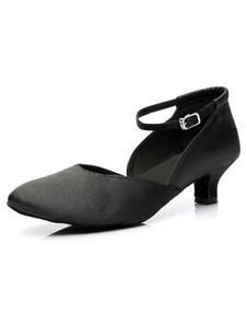 Danse noir pompes sangles Satin talons pour femmes