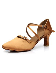 Danse brune légère sandales Satin talons pour femmes