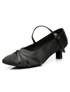 Danse noir pompes à talons Satin pour femmes