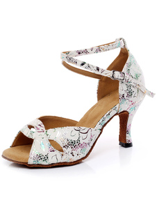 Danse latine sandales multicolore imprimé bretelles paillettes talons pour femmes