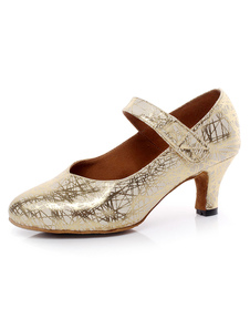 Danse latine pompes sangles impression or PU talons Chic pour femmes