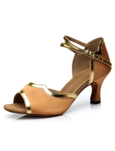 Danse latine sandales Peep Toe bretelles Satin talons pour femmes