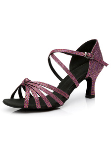 Danse latine mauve sandales Satin talons pour femmes