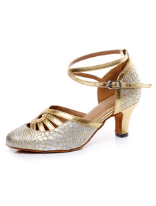 Découper des sangles danse latine sandales PU bicolore talons pour femmes