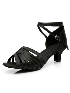 Sandales noires danse latine découper Satin talons pour femmes